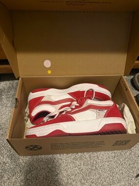 Vans Kids Red and White Low-Top Sneakers